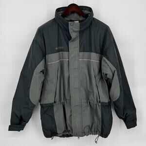 Columbia Jacket Mens Large Green Nylon Fleece Lined Winter Parka Outdoor Hiking